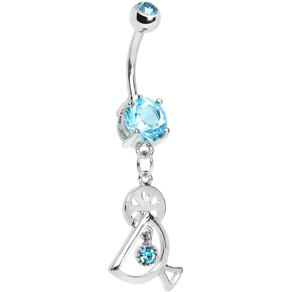 Double Aqua Gem Fruity Drink Dangle Belly Ring