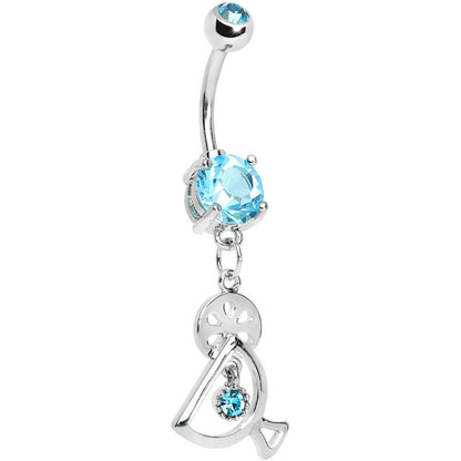 Double Aqua Gem Fruity Drink Dangle Belly Ring