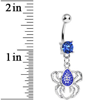 Blue Gem Sinful Spider Dangle Belly Ring