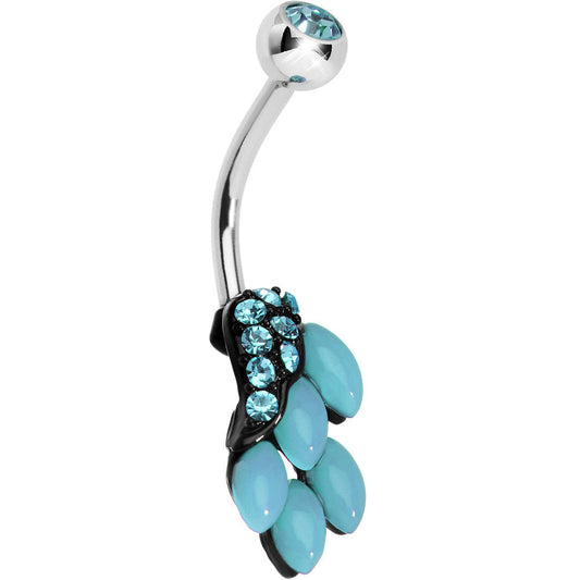Aqua Gem and Fruit on the Vine Belly Ring