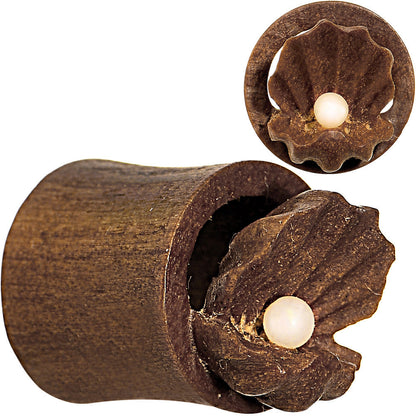 00G Organic Sabo Wood Mother of Pearl Hand Carved Plug Set