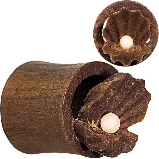 00G Organic Sabo Wood Mother of Pearl Hand Carved Plug Set