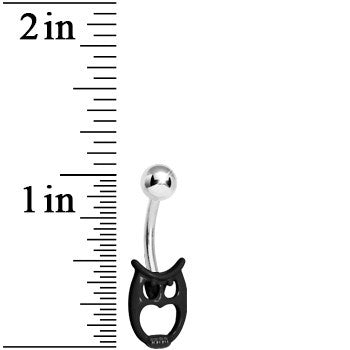 Black as Night Baby Owl Belly Ring