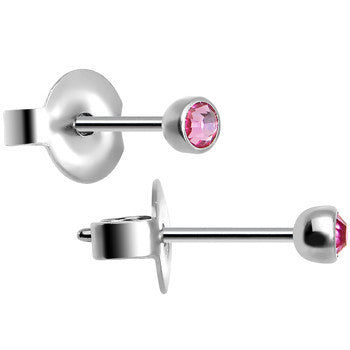 3mm Pink Crystal Titanium Stud Earrings