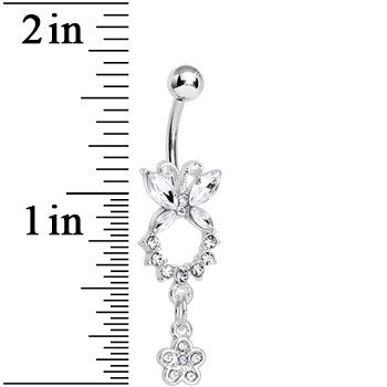 Clear Gem Hollow Eternity Butterfly Dangle Belly Ring
