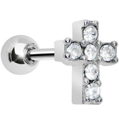 Clear Gem Sparkling Cross Cartilage Tragus Earring