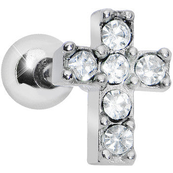 Clear Gem Sparkling Cross Cartilage Tragus Earring