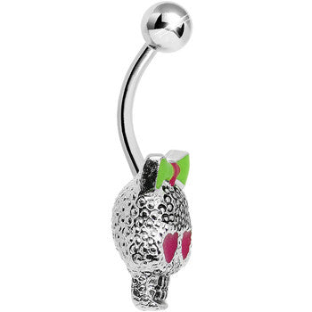 Lower Mount Cute Metal Pink Heart Sugar Skull Belly Ring