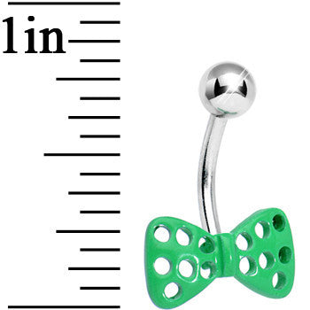 Bright Green Swiss Cheese Bow Tie Belly Ring