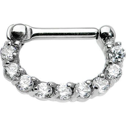 14G 1/4 Surgical Steel Clear CZ Septum Clicker