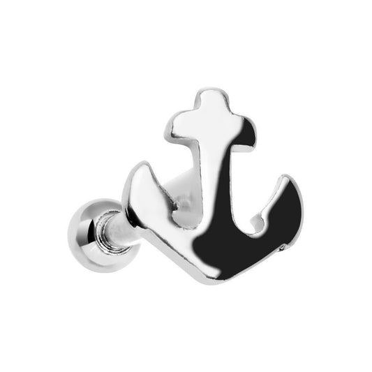 16G Shiny Steel Nicely Nautical Anchor Cartilage Stud Earring