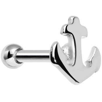 16G Shiny Steel Nicely Nautical Anchor Cartilage Stud Earring