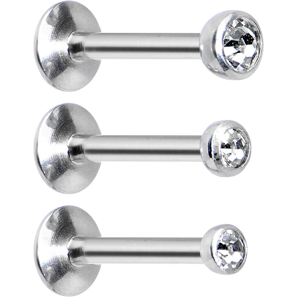 16G 5/16 Clear Gem Helix Cartilage Barbell 3 Pack Set