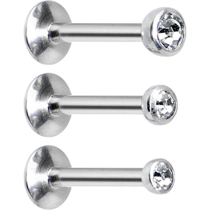 16G 5/16 Clear Gem Helix Cartilage Barbell 3 Pack Set