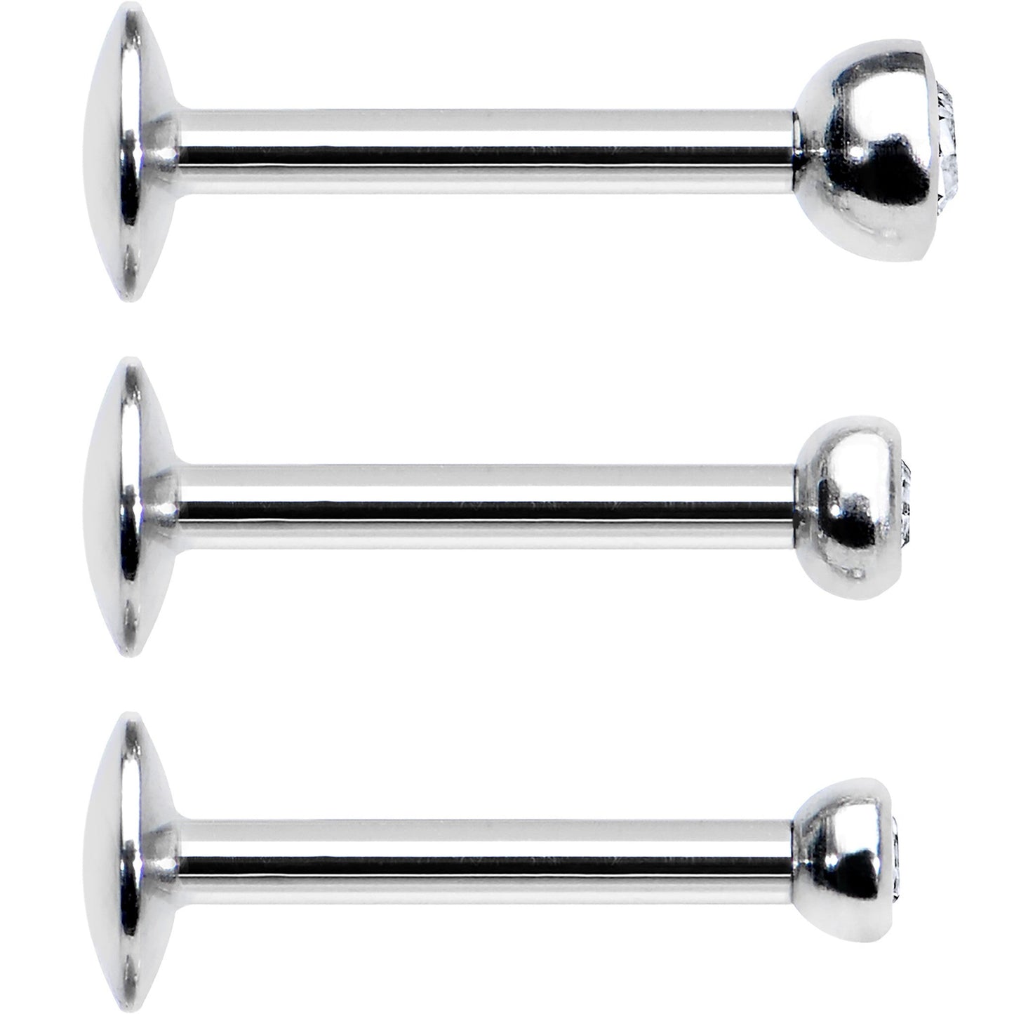 16G 5/16 Clear Gem Helix Cartilage Barbell 3 Pack Set