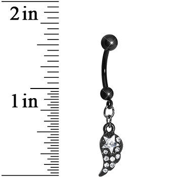 Clear Gem Celestial Star Solo Black Wing Dangle Belly Ring