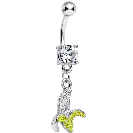 Clear Gem Going Bananas Dangle Belly Ring