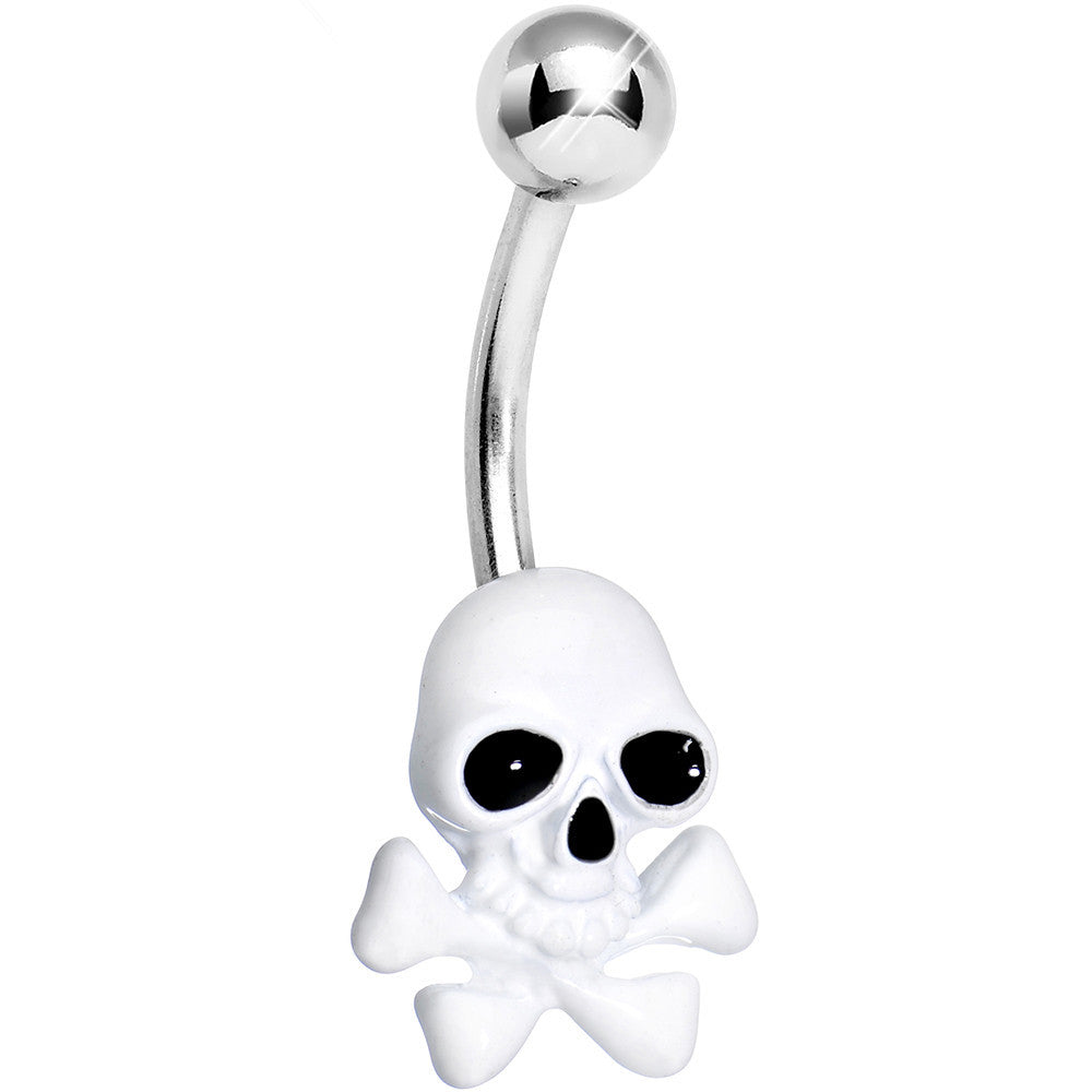 Brilliant White Cheerful Skull Belly Ring