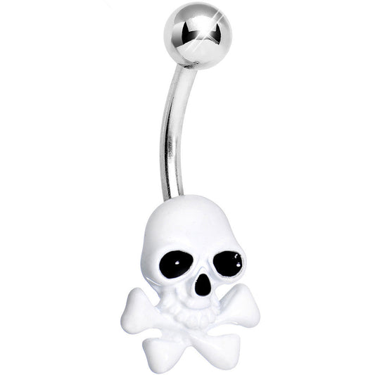 Brilliant White Cheerful Skull Belly Ring