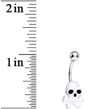 Brilliant White Cheerful Skull Belly Ring