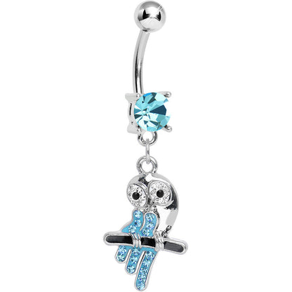 Aqua Gem Oddly Adorable Owl Dangle Belly Ring