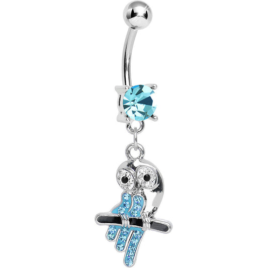 Aqua Gem Oddly Adorable Owl Dangle Belly Ring