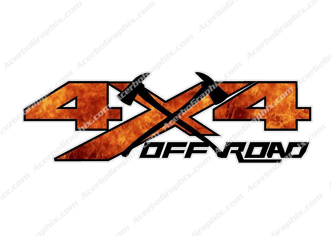 4x4 Off Road FIRE Decal Stickers (x2)