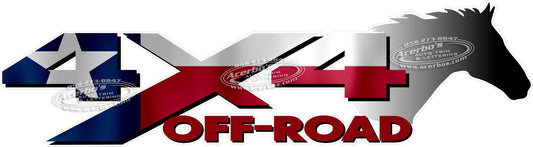 4x4 Off Road "Texas Flag" Horse Head Decal Stickers (x2)