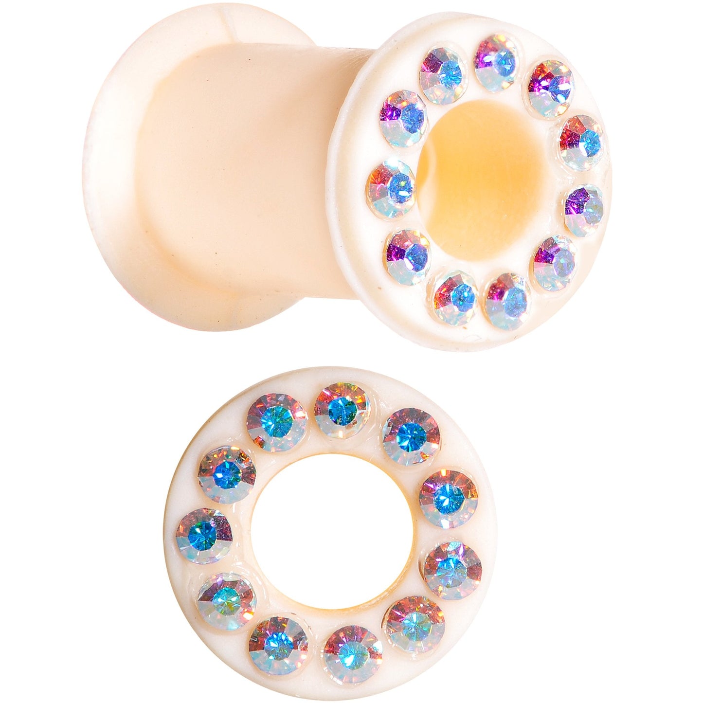 2G Aurora Gem Flexible Peach Silicone Double Flare Tunnel Plug Set