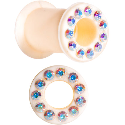 2G Aurora Gem Flexible Peach Silicone Double Flare Tunnel Plug Set