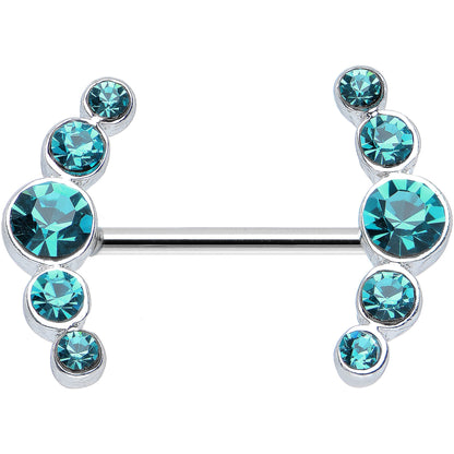 14G 5/8 Aqua Gem Steel Round Quintet Nipple Shield Set