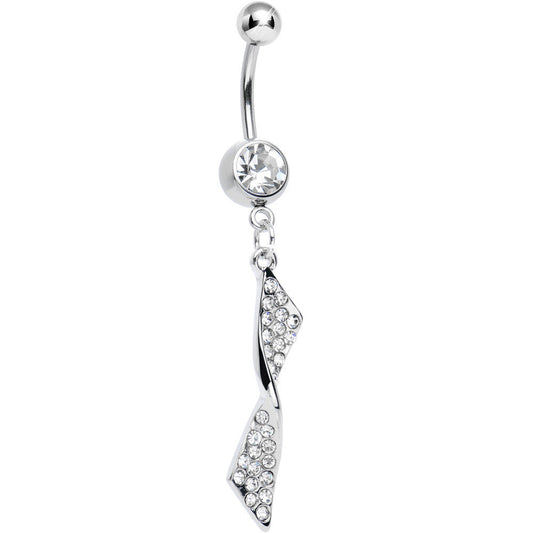 Clear Gem Brilliant Twist Dangle Belly Ring