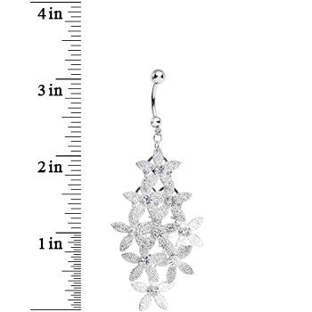 Clear Gem Gleaming Tower of Flowers Chandelier Belly Ring