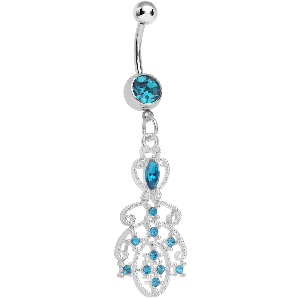 Aqua Gem Elegant Equality Dangle Belly Ring