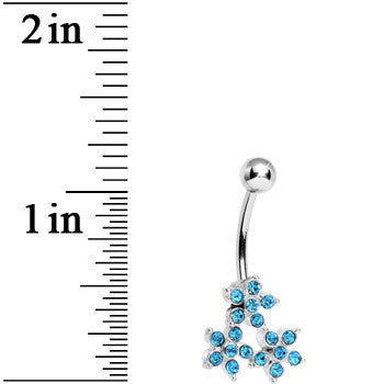 Aqua Gem Trio of Flowers Belly Ring
