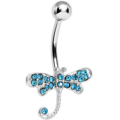 Aqua Gem Lazy Dragonfly Belly Ring