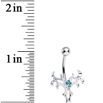 Aqua Gem Exotic Leaves Belly Ring