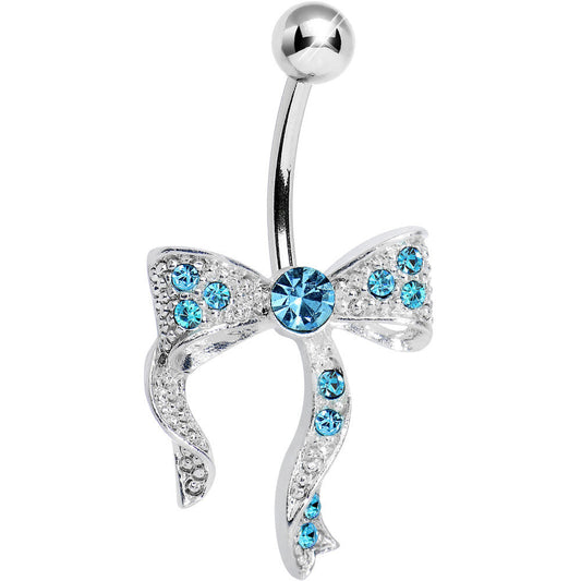 Aqua Gem Bewitching Bow Belly Ring