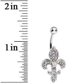 Aurora Gem Paved Fabulous Fleur De Lis Belly Ring