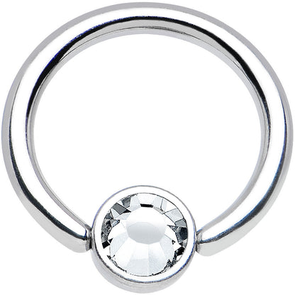 16G 5/16 Clear Gem Steel BCR Captive Ring 4mm Flat Disc