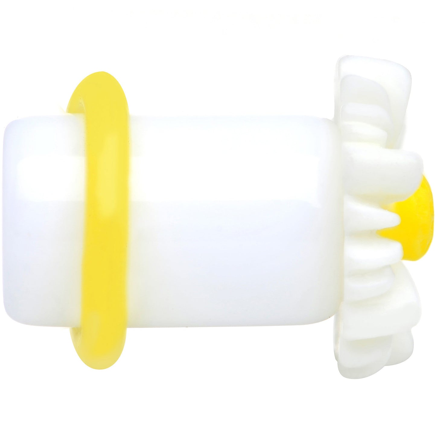 0G White Acrylic White Daisy Flower Single Flare Plug