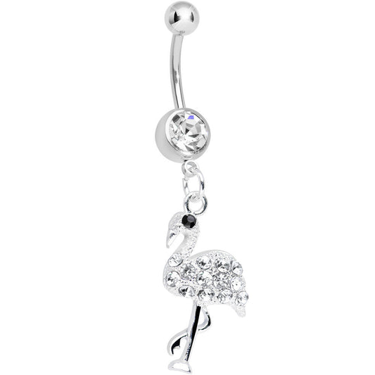 Crystalline Gem Ready to Party Flamingo Dangle Belly Ring