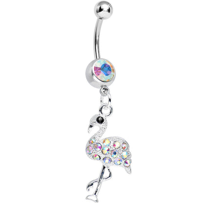 Aurora Gem Ready to Party Flamingo Dangle Belly Ring