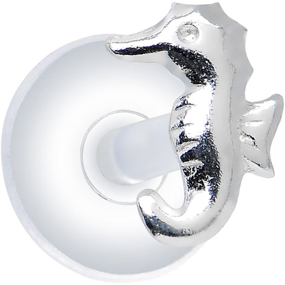 925 Sterling Silver Clear Tropical Seahorse Push-In Labret Monroe