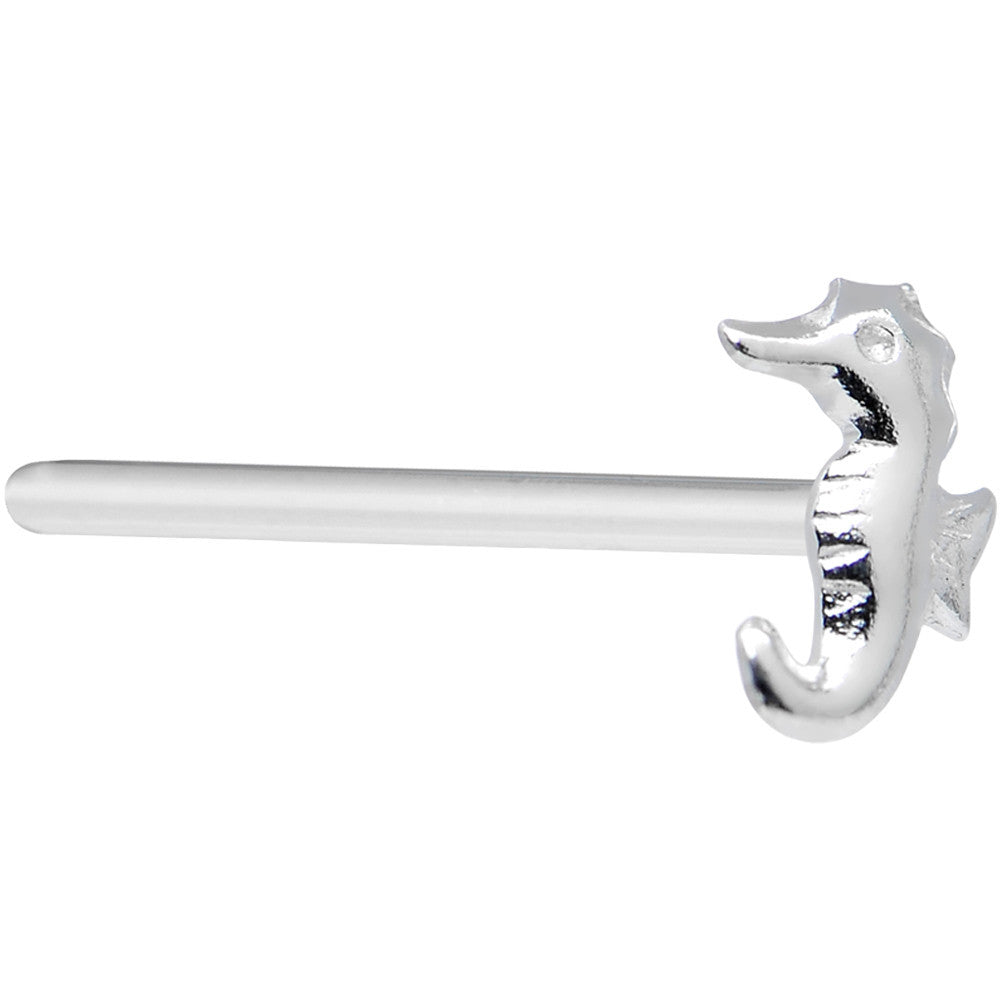 925 Sterling Silver 22G Tropical Seahorse Bendable Nose Bone