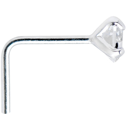 925 Sterling Silver 3mm Round Clear CZ L-Shape Nose Ring
