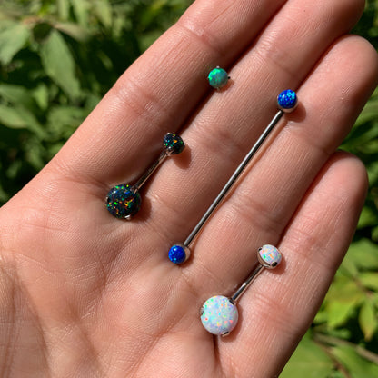 16G 1/4 4mm White Syn Opal G23 Titanium Internal Thread Labret