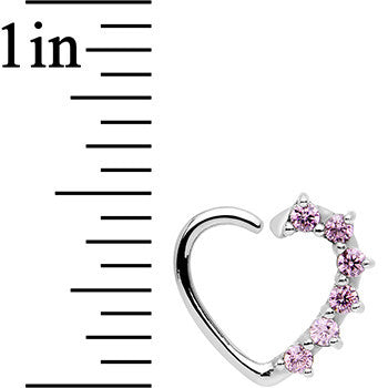 16G Pink CZ  Heart Left Closure Daith Cartilage Tragus Earring