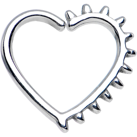 16G 3/8 Spiked Heart Closure Daith Cartilage Tragus Earring