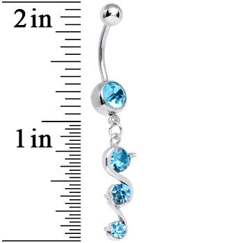 Aqua Gem Gently Curled Dangle Belly Ring